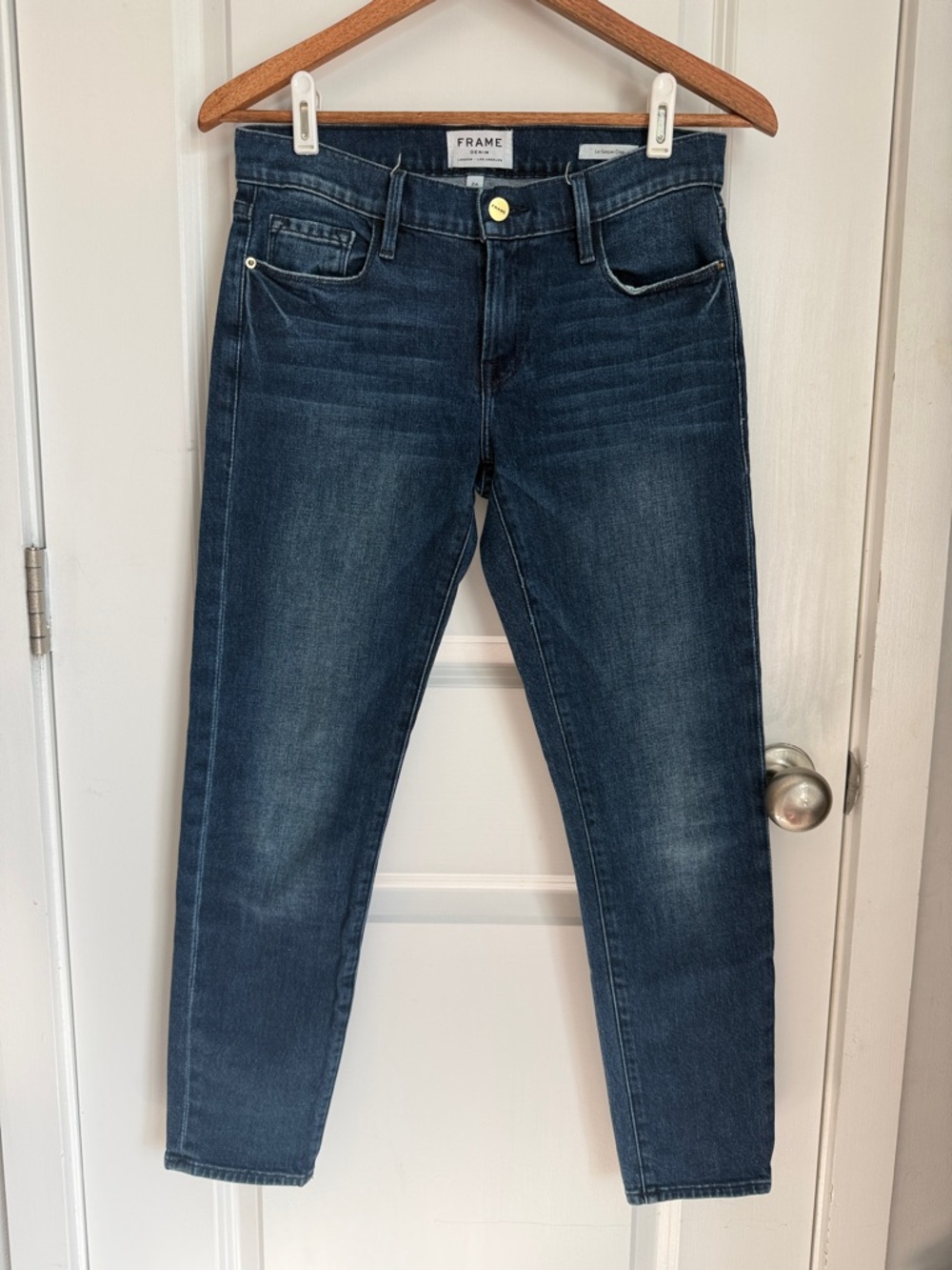 Frame Denim Le Garçon Crop midrise boyfriend Jeans sz 24 dark wash